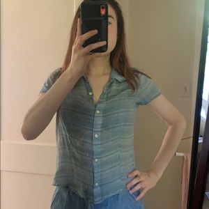 Striped button down t-shirt